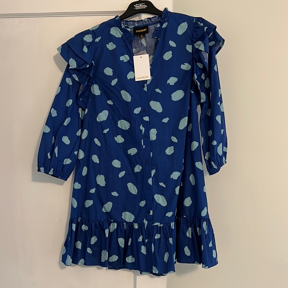 Sugarlips blue polka dot dress. Size XS.